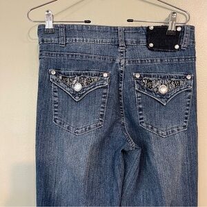 Cache Womens Blue Bootcut Flare Stretch Cotton Blend Jeans Embroidered Sz 4 NWT